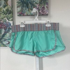 Dakine Women's Teal Shorts with Patterned Waistband